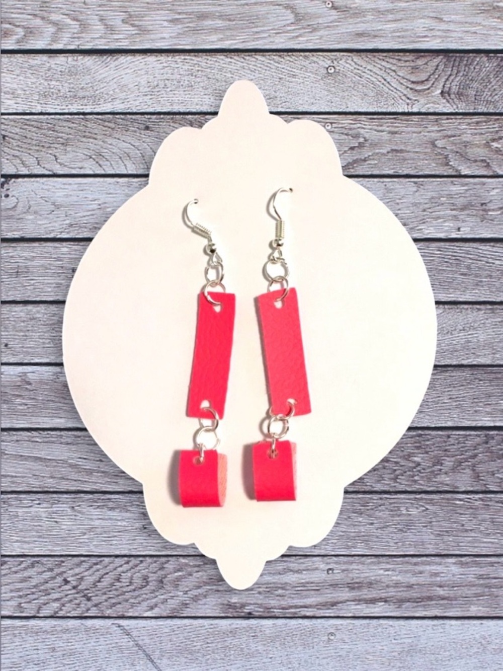 NEW Faux leather pink earrings